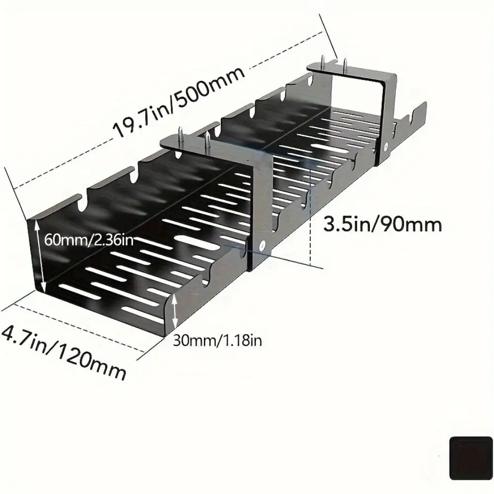 1pc Cable Management Tray Under the Office Desk, Iron Wire Tidy Storage Box, Office and Home Cable Rack, Used for Standing Desks