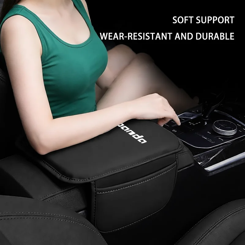 Car Armrest Box Pad Center Console Arm Rest Protect Cover with Storage Pocket Elbow Rest Cushion for Fiat Panda 2 3 4x4 169 141
