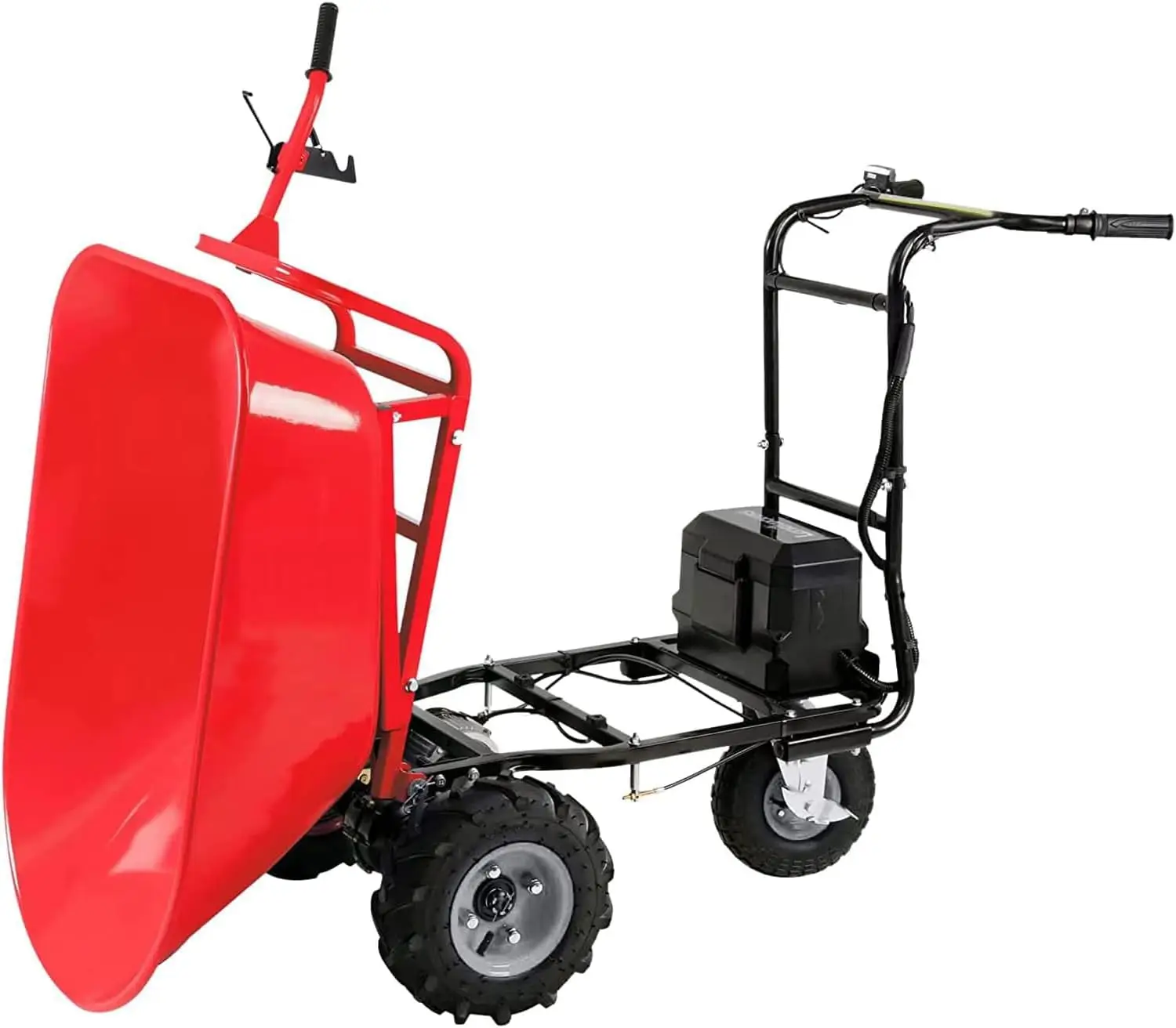 Electric Wheelbarrow, 48V28Ah 500W Capacity 500Lbs (230Kg) Max Capacity Barrel Dump Material Debris Hauler(Red)