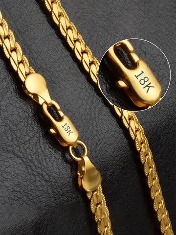 18K Gold/Silver Color 6mm Full Sideways Necklace 8/18/20/24 Inch Chain For Woman Men Fashion Wedding Engagement Jewelry