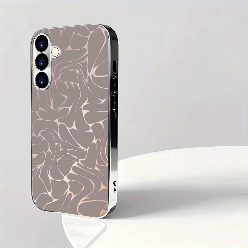 Fashionable pink-patterned electroplated silver phone case for Samsung Galaxy S26 S25 S24 S23 S22 S20 FE/Ultra/Plus anti Cover
