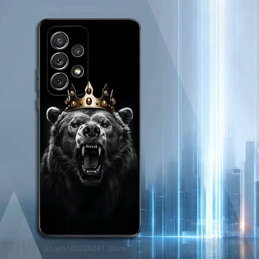 Animal Bear Ferocious Phone Case For Samsung S9,S10,S20,S10,S21,S25,S24,S23,Ultra,FE,Plus,Lite,Soft Silicone Black Cover