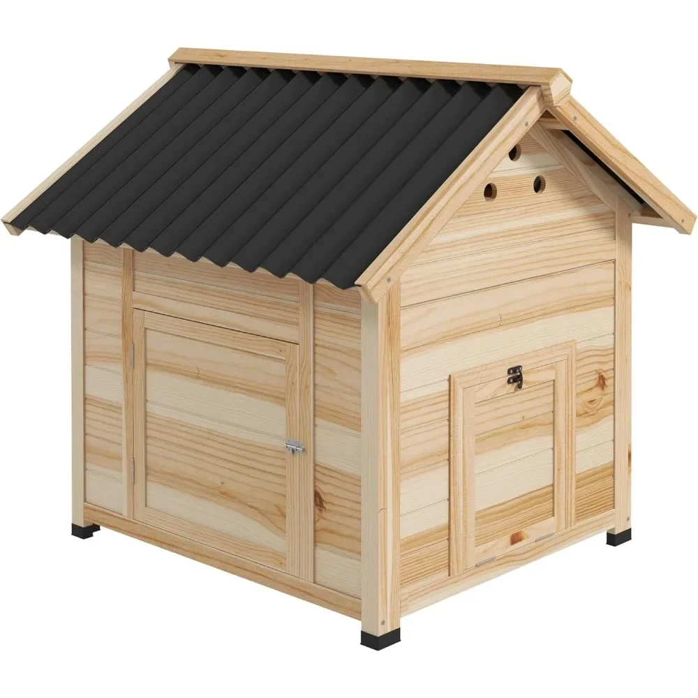 Duck Coop, Wooden Duck House, Outdoor Small Animal House with Openable Roof, Double Doors, Removable Base for 1-3 Ducks