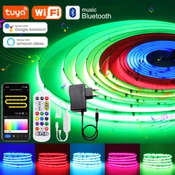 Tuya WiFi Smart WS2811 RGB COB LED Strip Light 12V 24V 720LEDs/m Addressable Pixel LED Tape Bluetooth LED Ribbon Bedroom Decorat