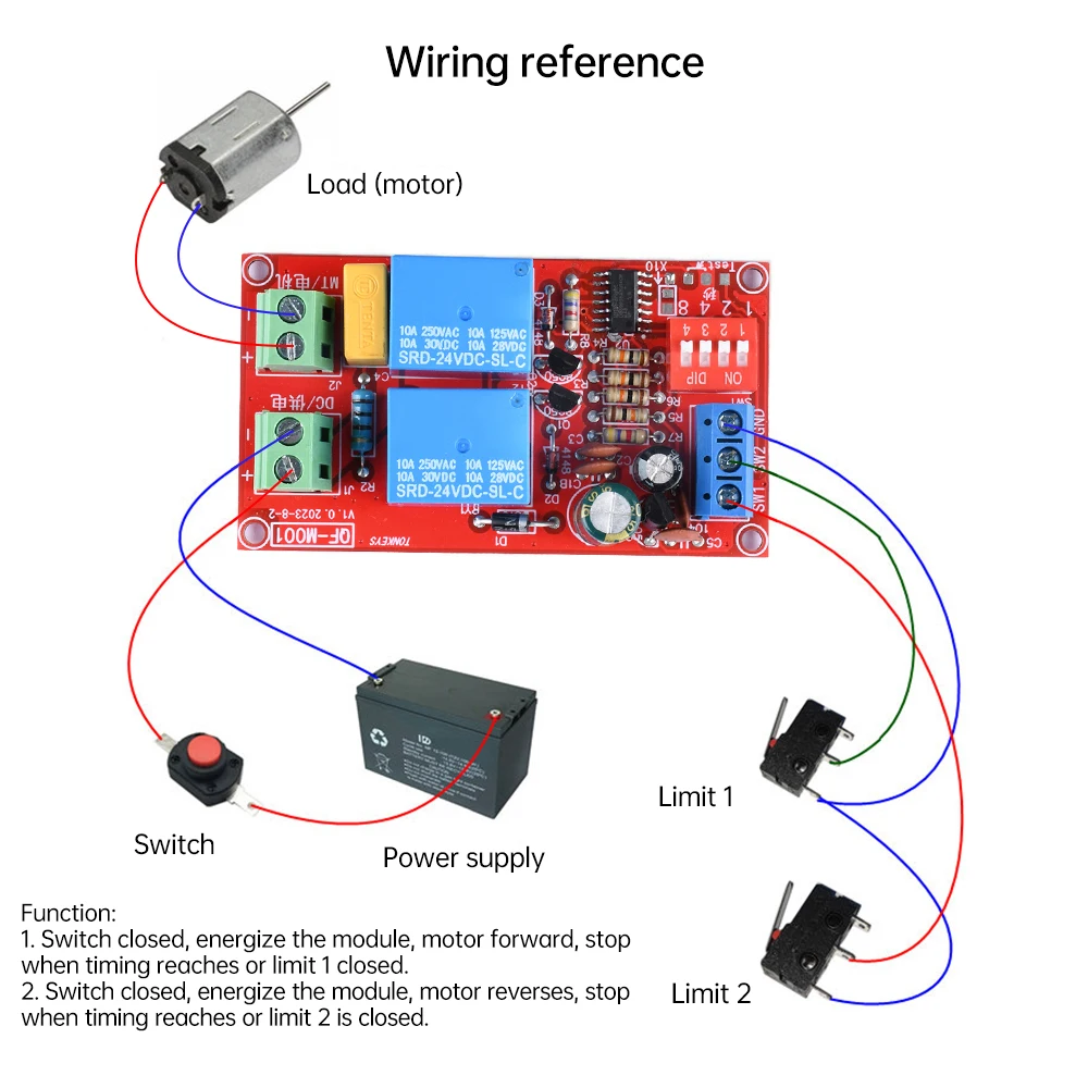 10A 5V/12V/24V Switching DC Motor Forward and Reverse Relay Module With Timer Switch For Solenoid Valve Electric Push Rod