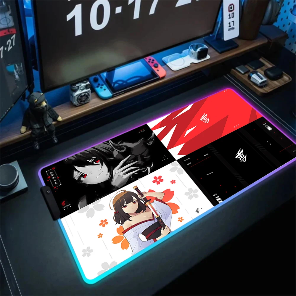 Yuki Aim RGB Mousepad Pc Gamer Keyboard Cool Mouse Pad LED Luminescence Mouse Mat Rubber Computer Gaming Mausepad With Backlight