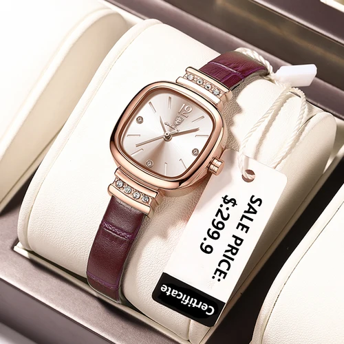 Imagen 1 del producto POEDAGAR, relojes cuadrados de moda con diamantes para mujer, reloj de cuarzo de cuero resistente al agua de alta calidad, reloj de pulsera elegante de lujo para mujer