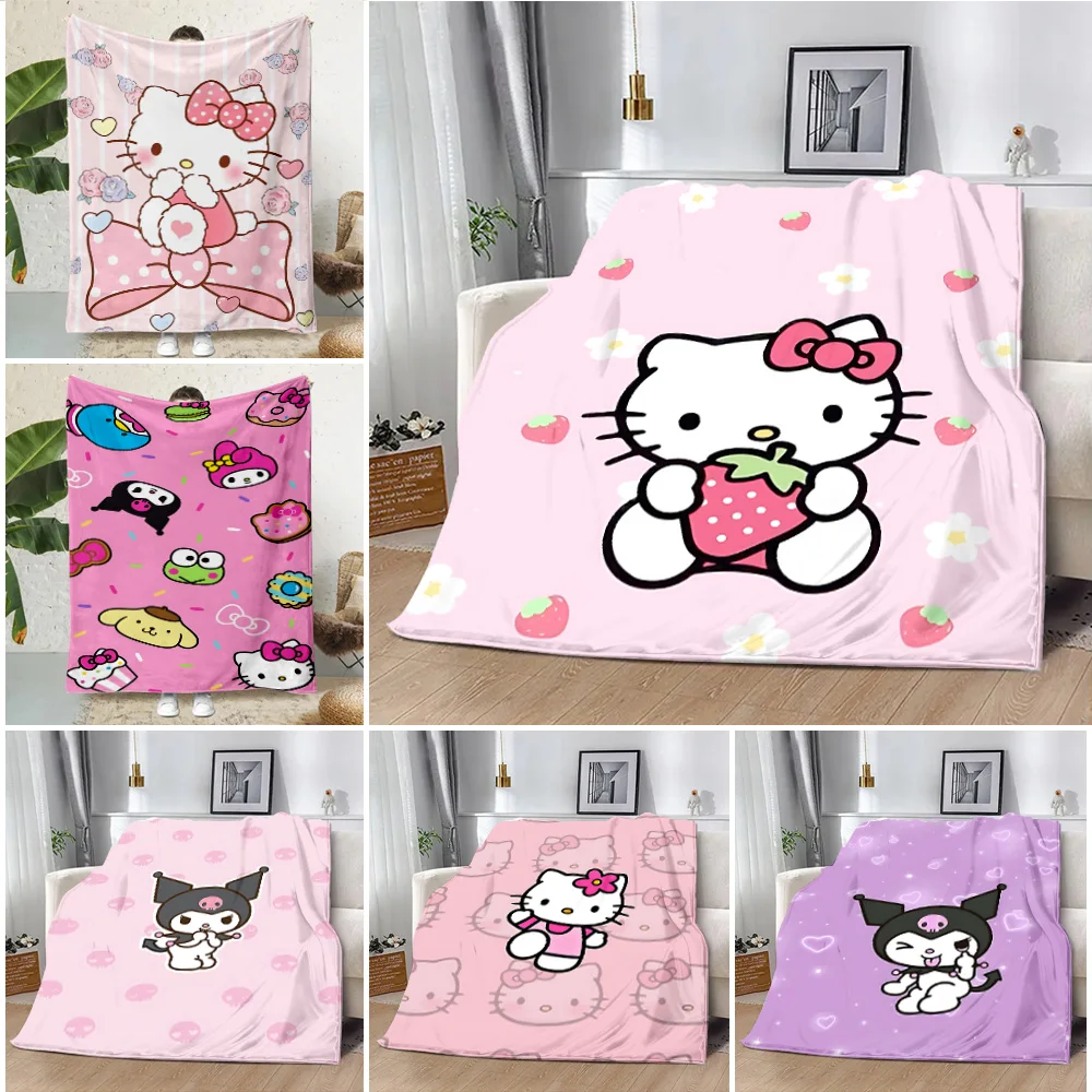 

Одеяло с милым рисунком Hello Kitty, одеяла для пикника, теплое одеяло, мягкое и удобное одеяло, домашнее одеяло для путешествий, подарок на день рождения