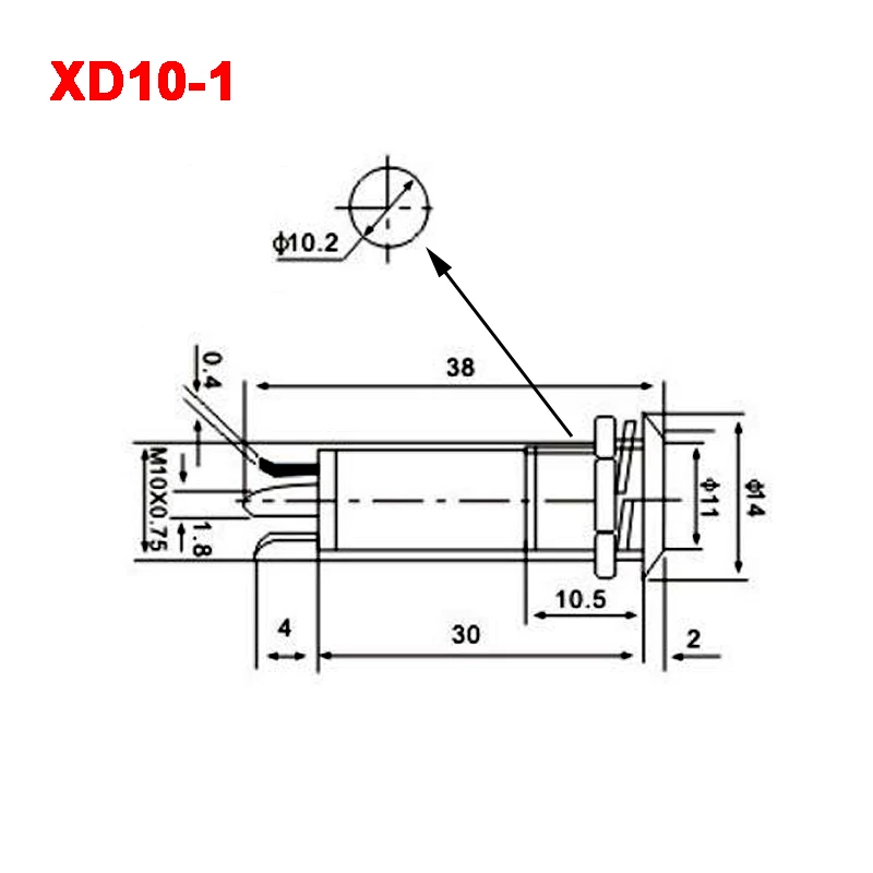 10 sztuk 7mm XD7-1 10mm XD10-1 12V 24V 220V światła sygnał świetlny lampka dyżurna