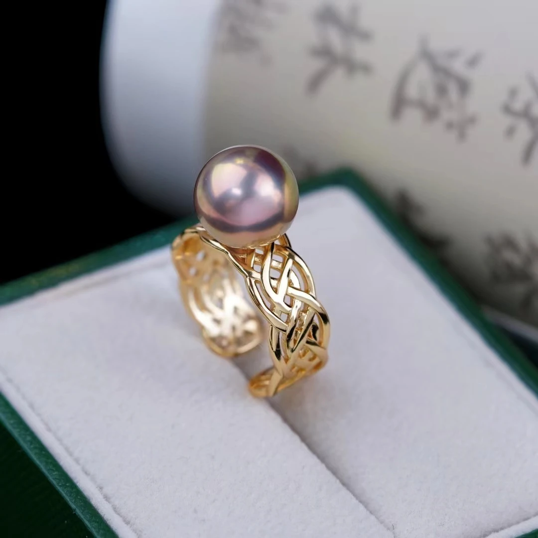 Classical 925 Sterling Silver Adjustable Finger Ring Base Settings Findings Parts Fittings Accessories for 11-12mm Pearls