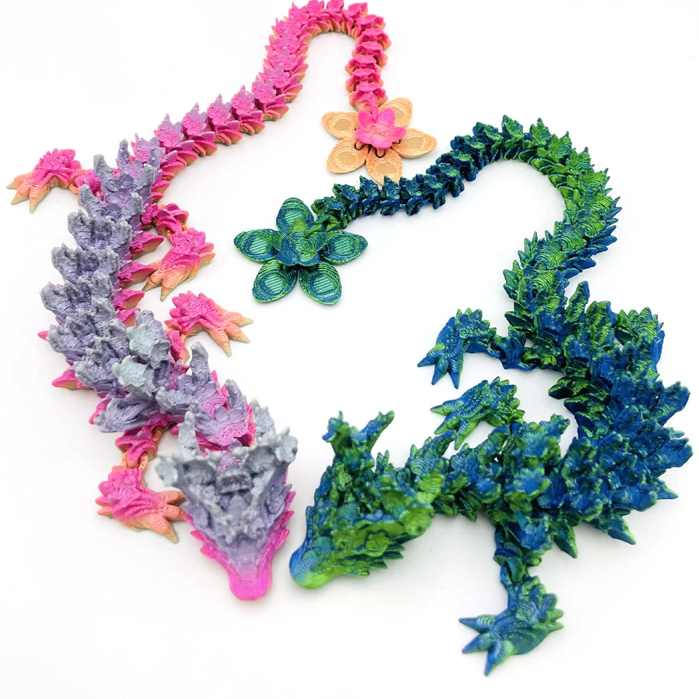 3D gedruckte Lotusblume Drachen Multi-Joint-Modell Spielzeug Ornament realistische Tierfiguren Dekorationen entlasten Desktop-Jungen Geschenke