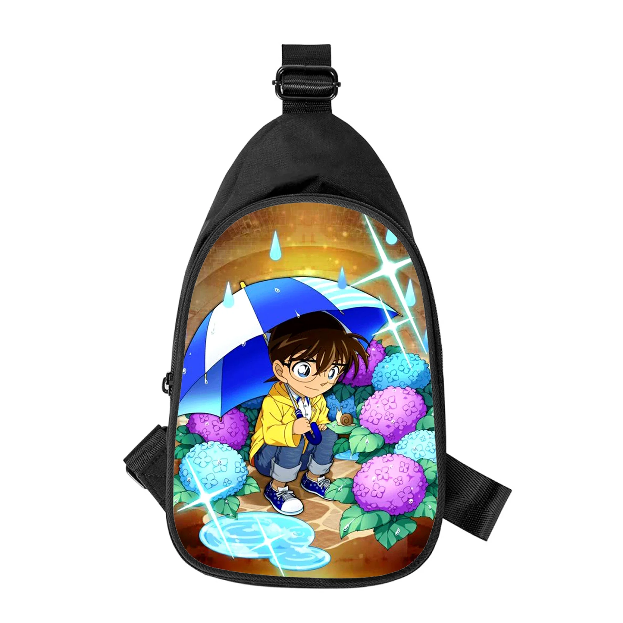 Detective Conan Anime 3D Print Bolsa de Peito Cruz para Homens e Mulheres, Bolsa de Ombro, Bolsa Escolar, Marido, Pacote de Cintura, Masculino, Novo, Diagonalmente