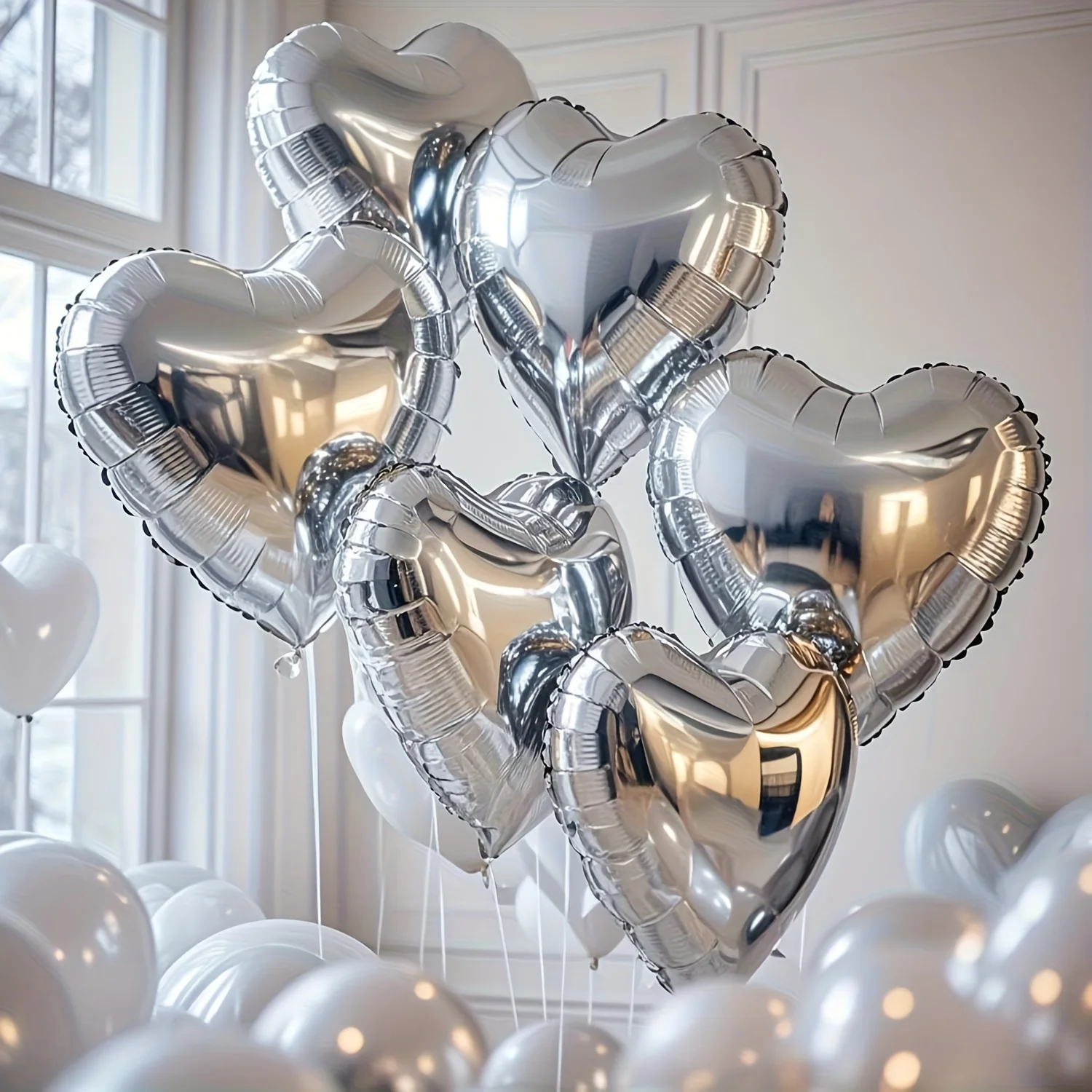 Perfekte Szenendekoration 12 Stück 10 Zoll Rot Silber Blau Herz Folienballons Camping Abschlussfeier Hochzeit Geburtstagsfeier Essentielle Partyartikel