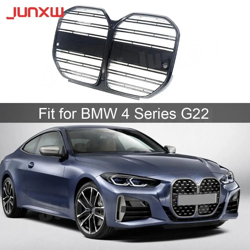 ABS Gloss Black Front Bumper Mesh Grille for BMW 4 Series G22 425i 430i M Sport Coupe 2021+ Double Line Front Grills Accessories