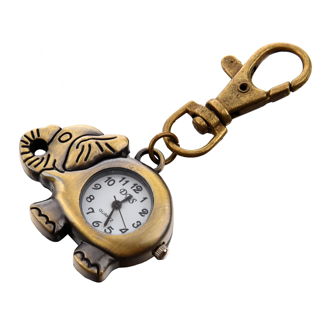 SODIAL(R) Bronze Tone Elephant Pendant Lobster Hook Keyring Watch