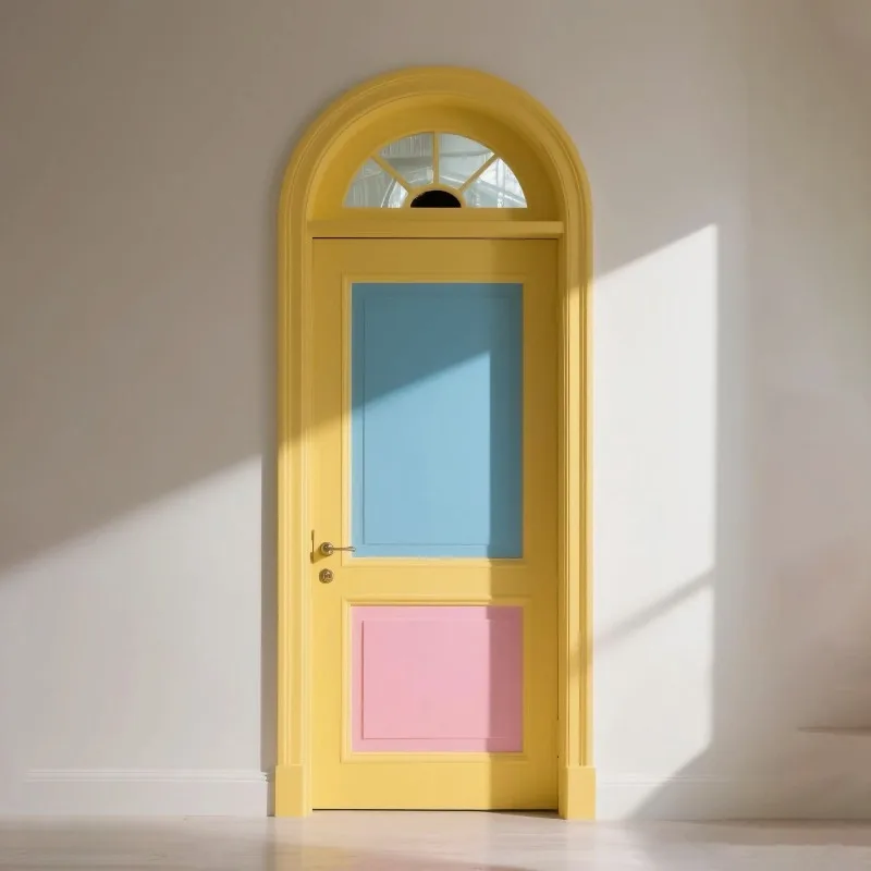 

French retro solid wood door, bedroom, room contrasting color double color, flat door, bathroom, kitchen, toilet, bathroom