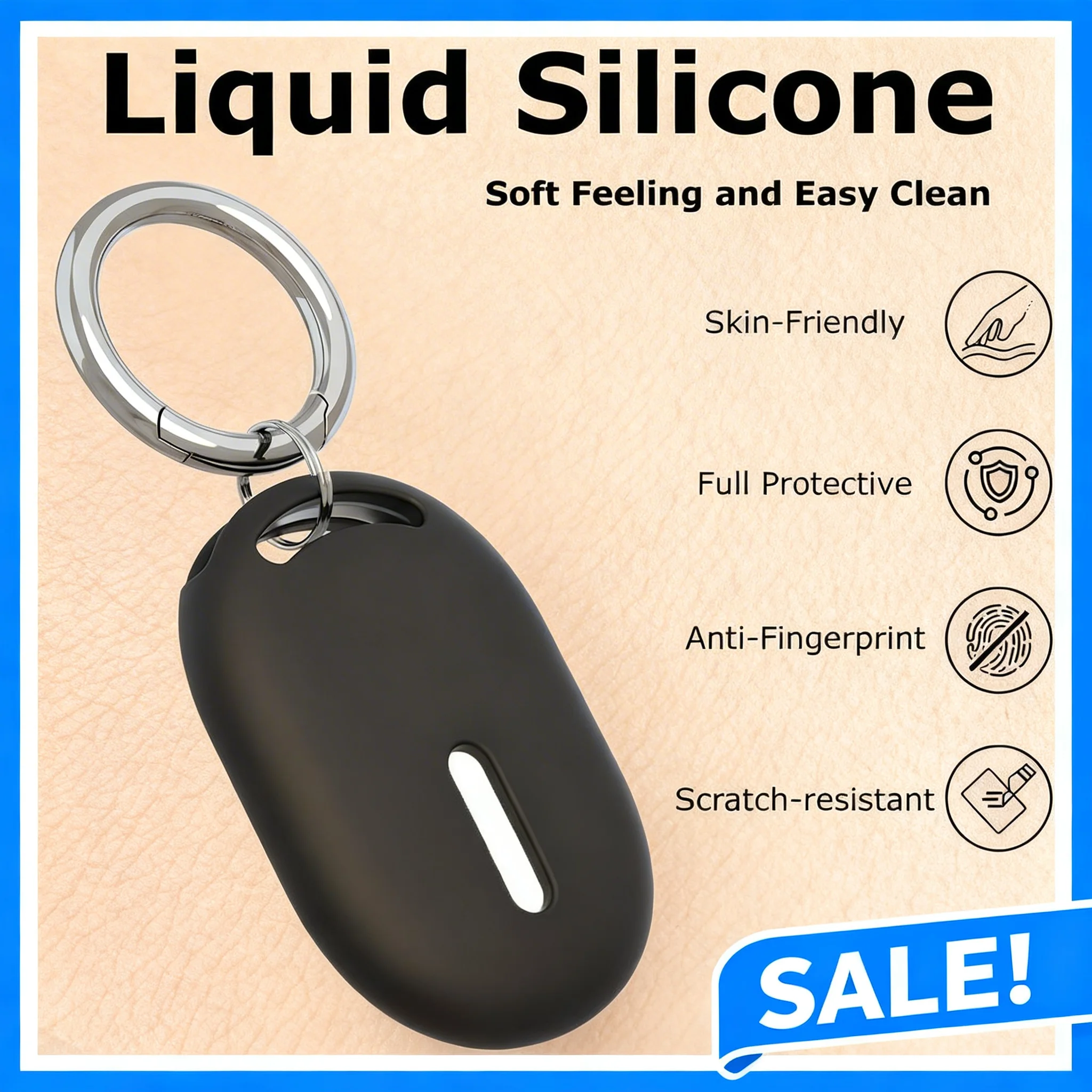 1PCS Silicone Protective Case for Xiaomi Tag Tracker, Metal Keyring Anti-Lost Cover with Scratch Drop Protection Accessory