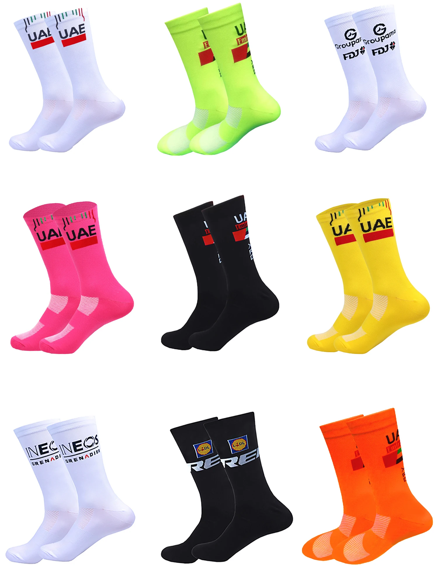 AliExpress NONE New White UAE Team INEOS Cycling Socks Non Slip Soccer Socks Cushioned Breathable For Running Basketball Bike Sports Grip Socks