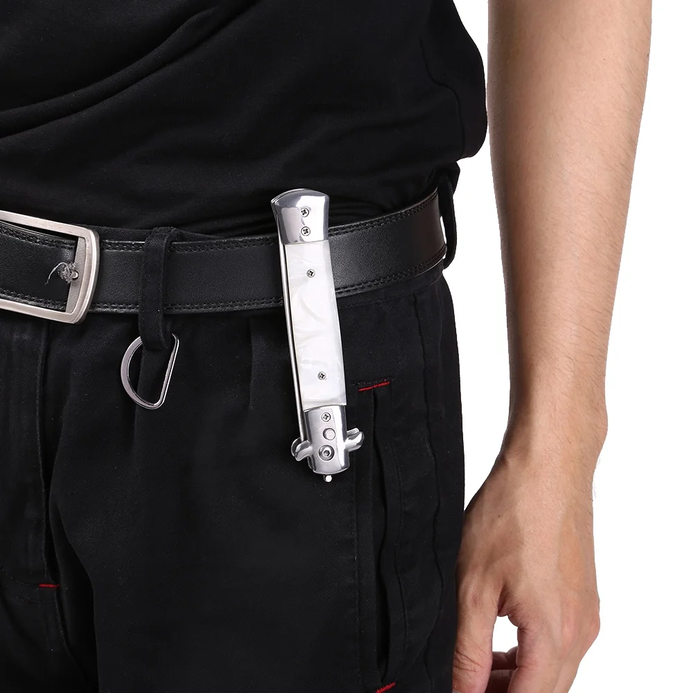Messer Kamm Klapp Kamm 3 Farben Edelstahl Switchblade Feder Öl Haar Kamm Faltbare Haarstyling Pinsel – Detail 8
