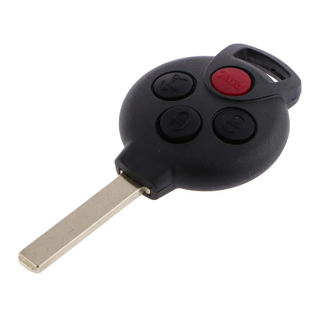Capa de chave remota de substituição Fob 4 botões com lâmina para Smart Fortwo