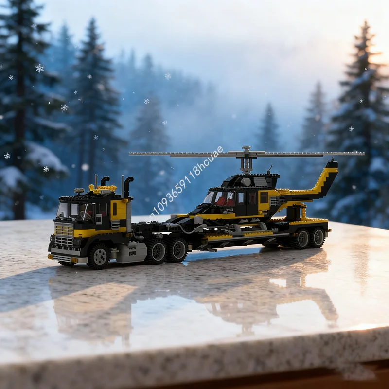 

913 шт. MOC грузовик и прицеп, модель черного громора, строительные блоки, рождественский подарок, сборка, сделай сам, креативная идея, игрушечный кирпич