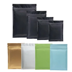 Big Sizes 100pcs Matte Black White Mylar Ziplock Bag Aluminum Foil Zipper Bag Powder Food Heat Seal Storage Flat Bottom Gift Bag