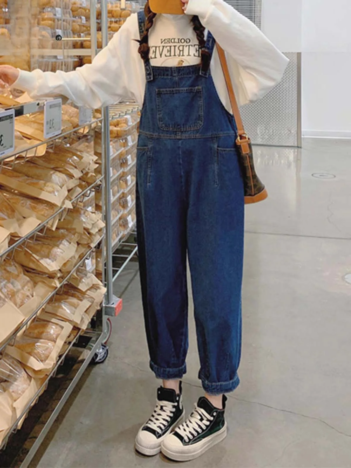 

Свободные джинсовые комбинезоны женские, весна-лето, новый стиль, омолаживающие, в стиле "сладкий шик", повседневные брюки-кюлоты длиной 7/8