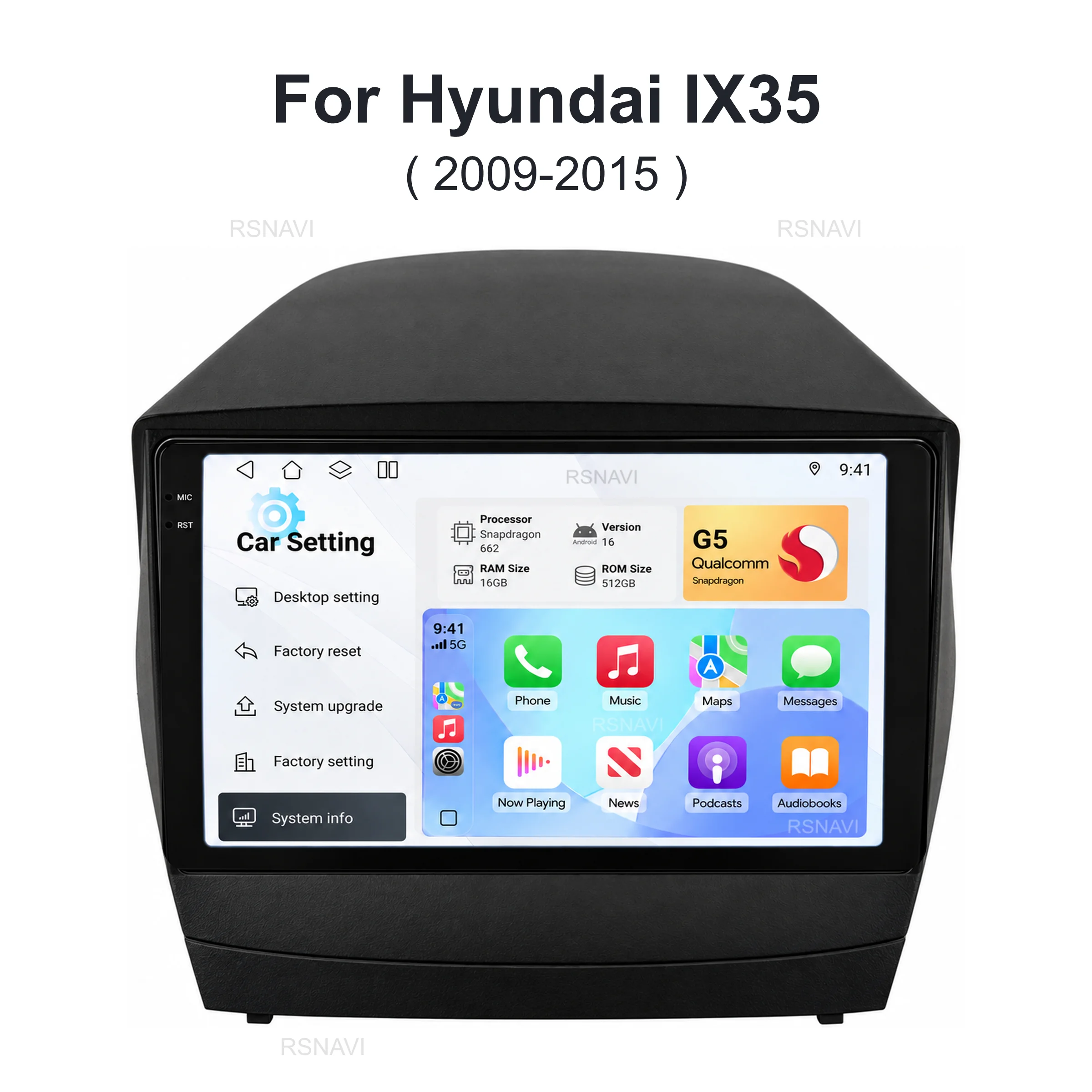 Android 16 For Hyundai Tucson 2 LM IX35 2009-2015 2K QLED Stereo Car Radio Multimedia Video Player Bt AI Voice CarPlay Head Unit