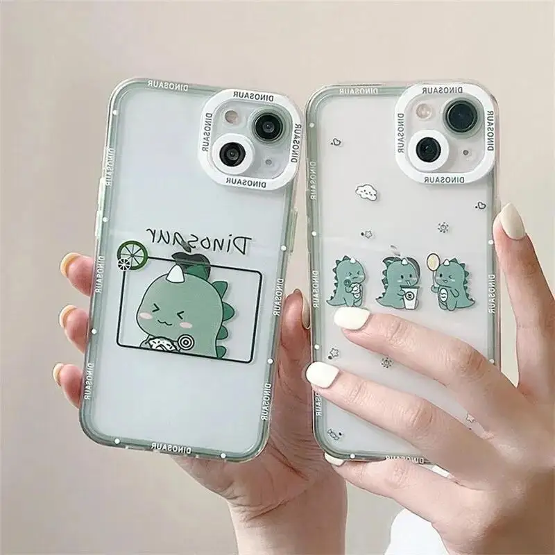 Cute Dinosaur Phone Case for Samsung Galaxy S24 Ultra S23 FE S20 S21 S22 Plus A54 5G A55 A35 A25 A14 A15 A24 A34 Soft TPU Cover