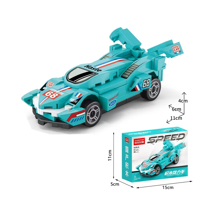 مكعبات بناء سيارات سباق صغيرة قابلة للسحب مكونة من 8 قطع للأطفال، ألعاب شخصيات كرتونية، مناسبة لهدايا عيد ميلاد الأطفال