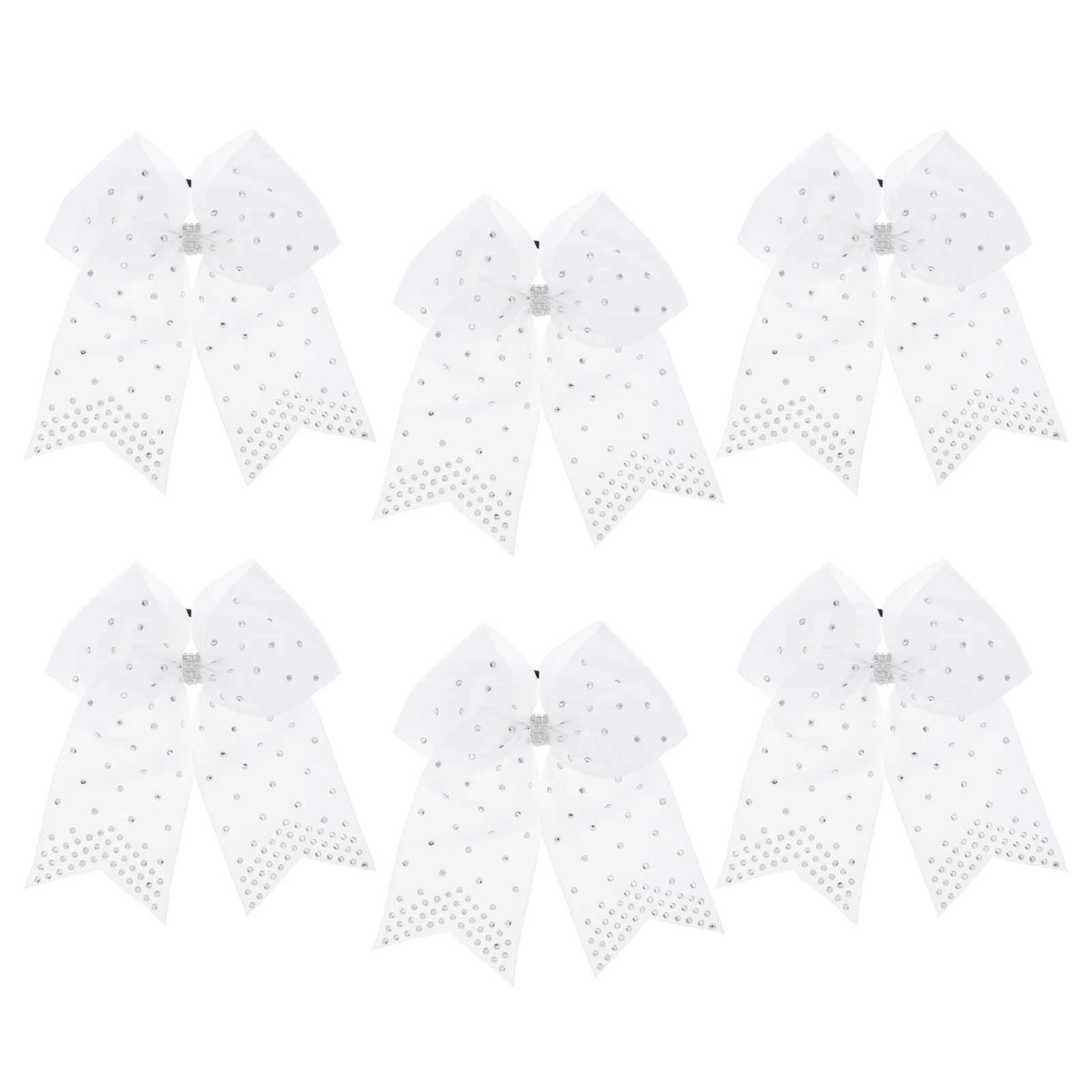 6 Pcs Swallowtail Bow Hair Tie Cheer Band Big Sequins White Football Polyester Glitter Large Bows