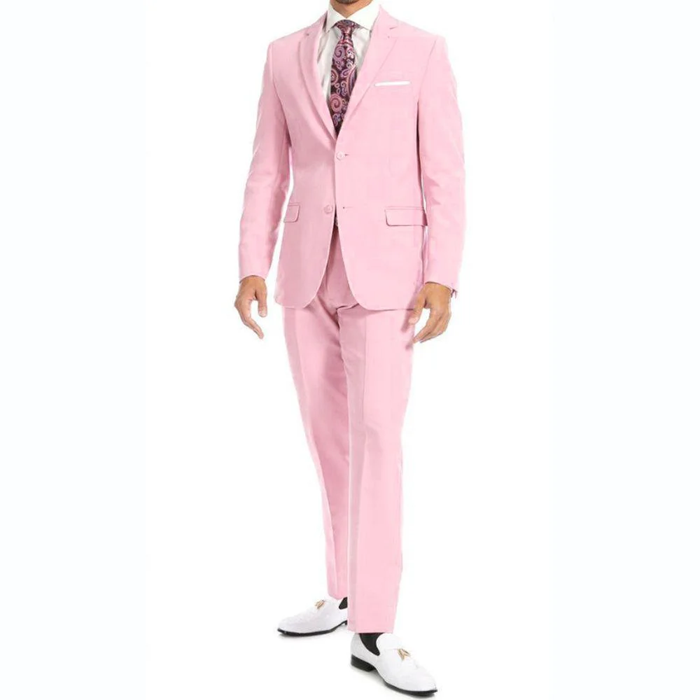 

Luxury Pink Men's Suits for Wedding 2026 High Quality Single Breasted Slim Fit 2 Piece Jacket Pants Sets Male Clothing Costume
