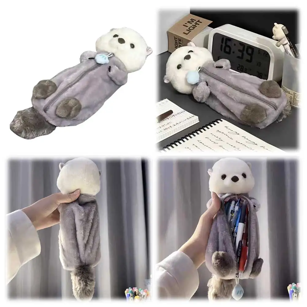 

Плюшевый пенал-зверюшка на молнии в виде морской выдры, сумка для карандашей и ручек для девочек и мальчиков, школьные принадлежности