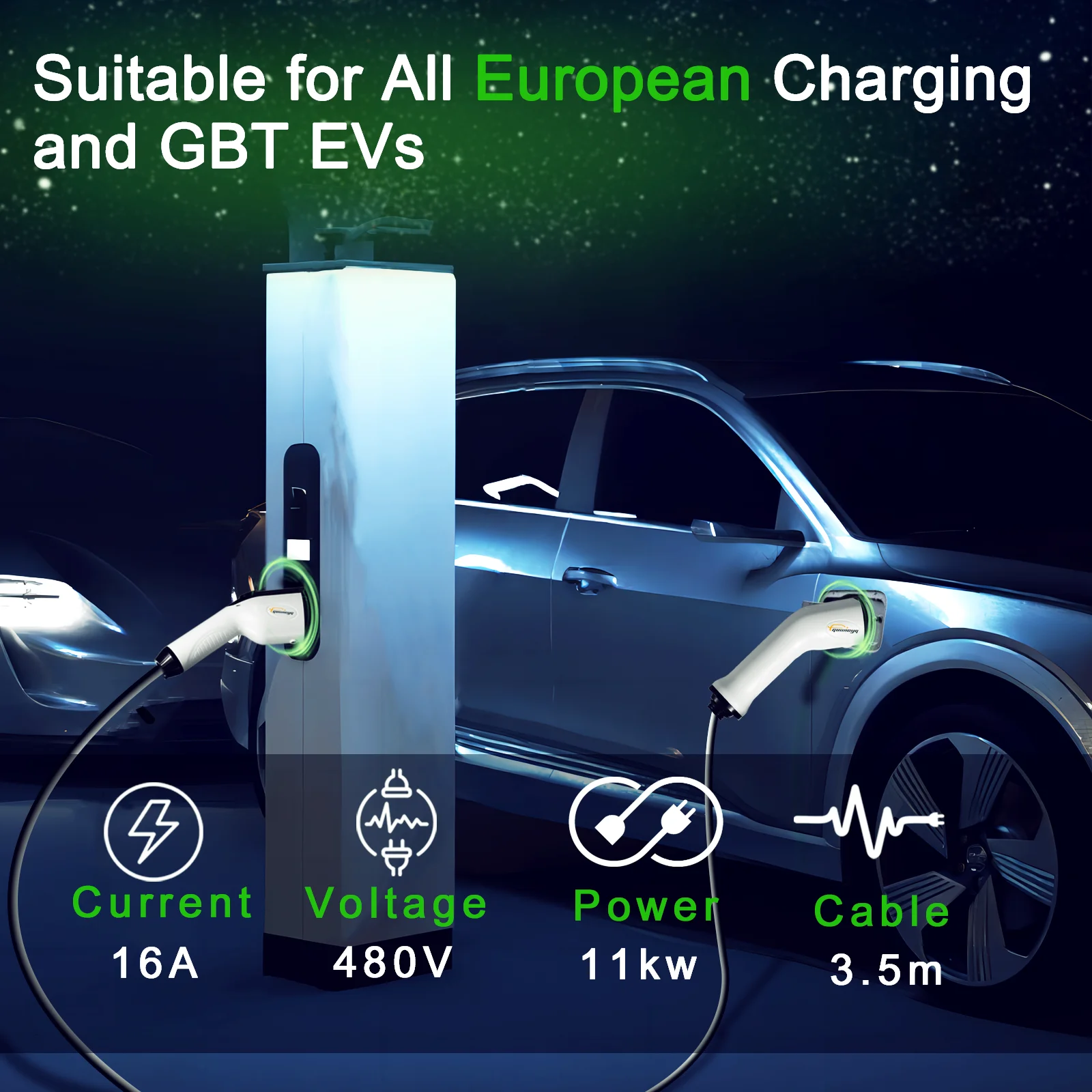 كابل Type2 إلى GBT كابل شحن GBT كابل شحن Type2 كابل شحن EV كابل شحن GUWIEYG 11KW GB/T شاحن