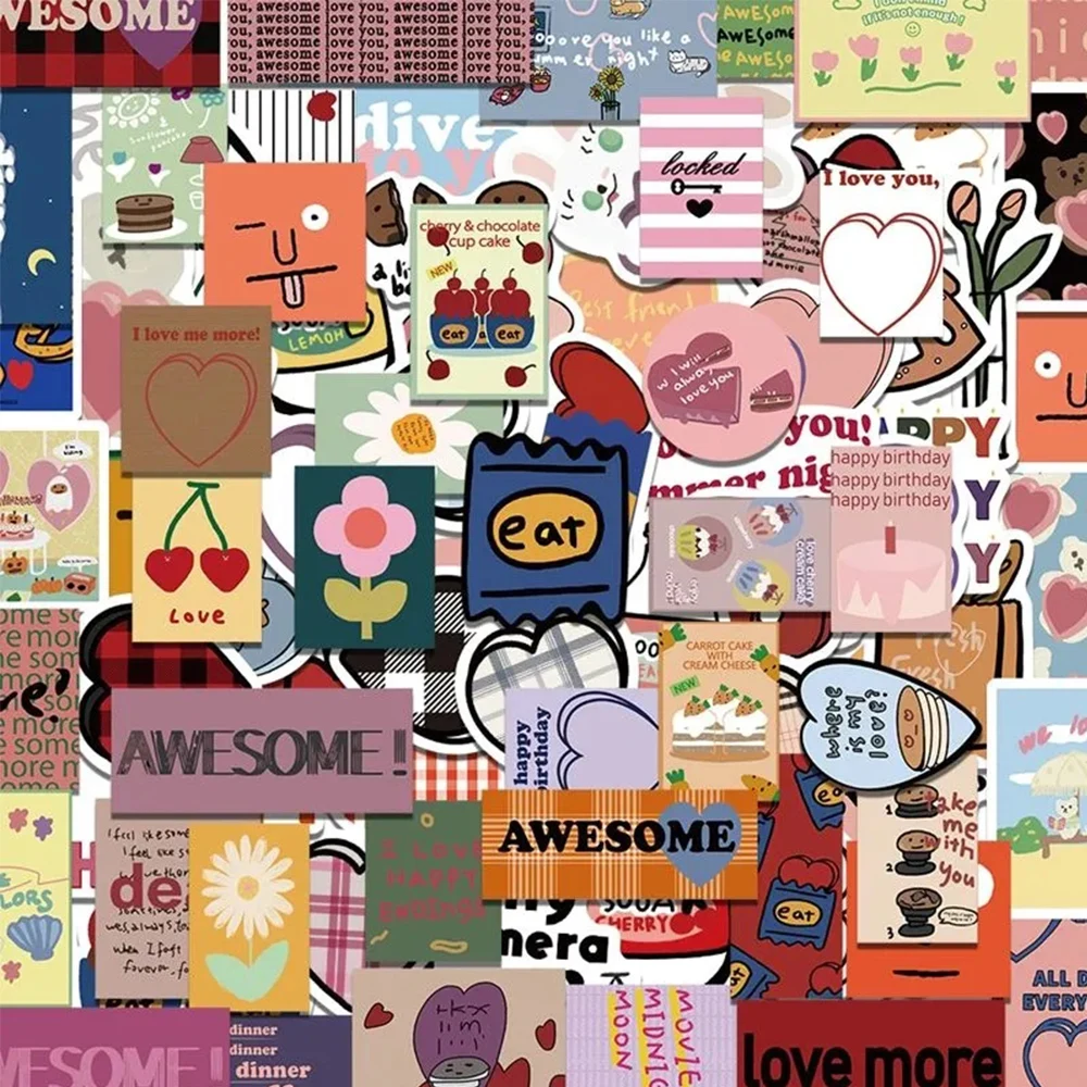 

10/30/50/90pcs Ins Style Korean Sweet Sandwich Biscuit Stickers Cute Cartoon Aesthetic Decals Suitcase Phone Diary Sticker Decor