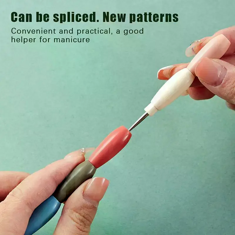1/5pcs Professional Nail Art Dotting Pen Plastic Handle DIY Dotting Pens Can Be Spliced Rhinestones Gem Picker Manicure Tools