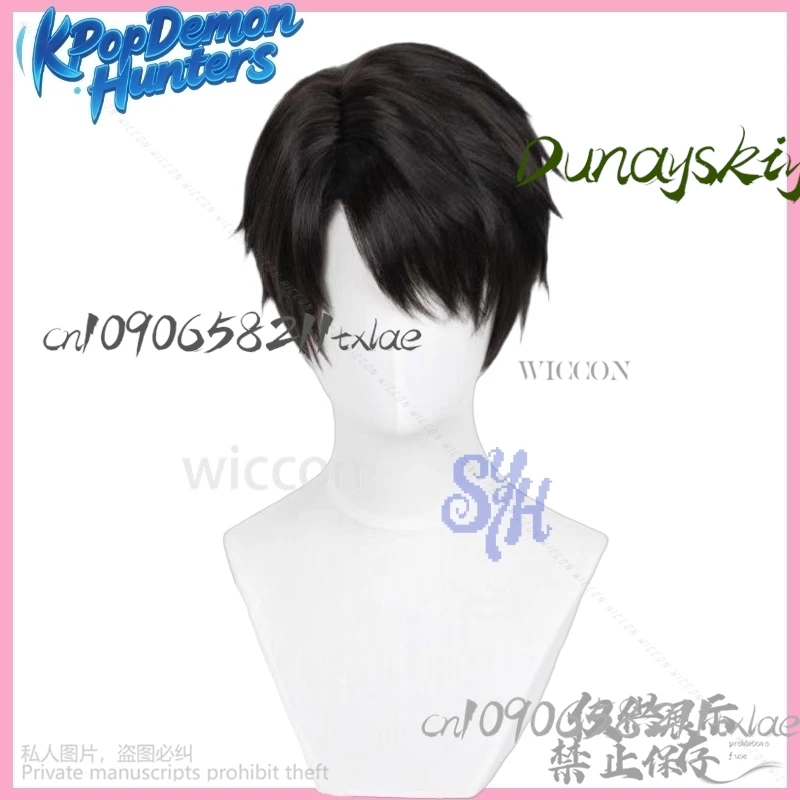 Jinu Cosplay Huntrix KPop Demon Hunters ja Boy Korea Idol pelo corto y liso para niño guapo fiesta de Halloween resistente al calor