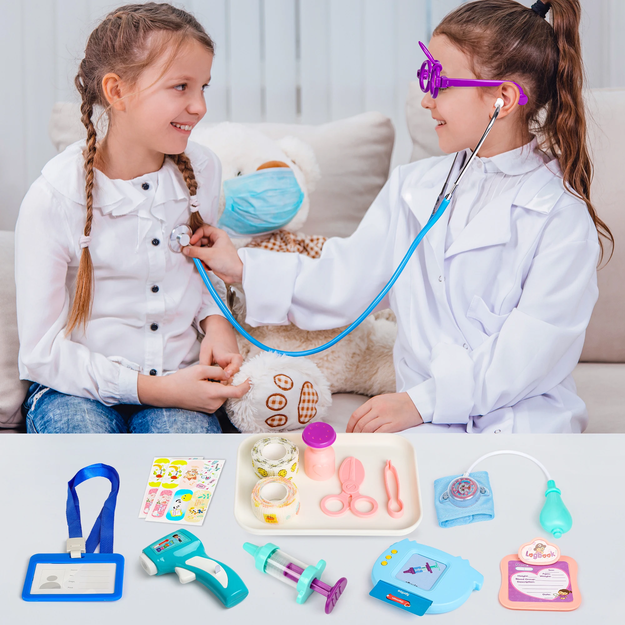 Kit de médecin pour enfants, 40 pièces, ensembles de jeu de médecin avec sac médical, jeu de rôle amusant, cadeau d'anniversaire pour garçons et filles de plus de 3 ans
