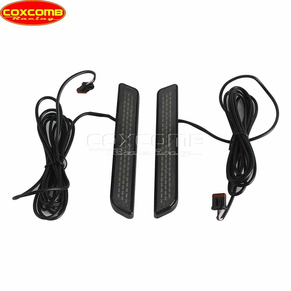 ل هارلي بجولة FLHR FLHX FLHXS FLHTK FLHTKL FLHTCU FLHTCUL الجبهة شوكة الوامض دراجة نارية LED بدوره إشارات مصباح يوم تشغيل الضوء