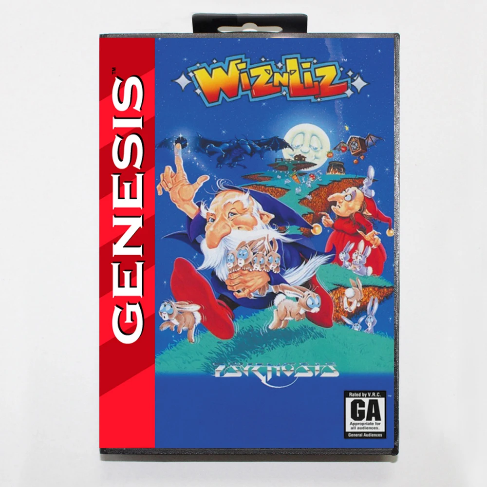 

Wiz N Liz MD Game Card with Custom US Box for 16 Bit Sega Megadrive Genesis Console