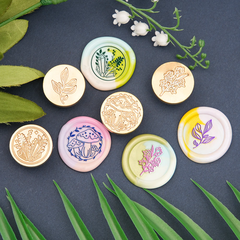 Wachssiegelstempel für Blumen und Pflanzen, austauschbare Messingstempelköpfe zum Dekorieren von Geschenken und Grußkarten