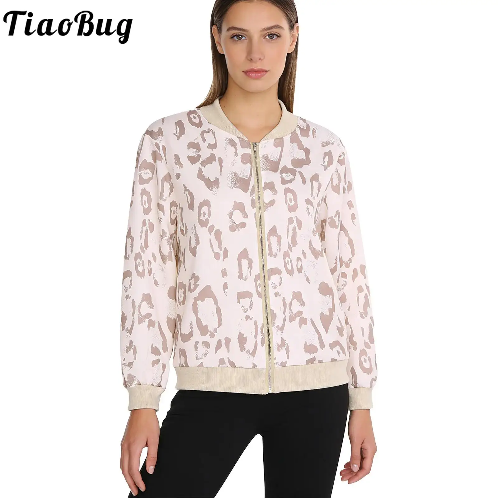 

Стильная женская металлизированная куртка-бомбер с переливающимся эффектом, длинными рукавами, молнией спереди и ребристой отделкой, повседневная уличная одежда