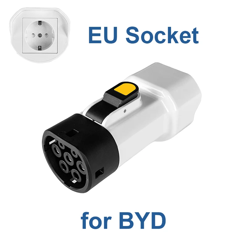 EVqiaoyi Type2 V2L Ontlader Adapter 16A 3.5KW Type2 Auto Ontlading Plug met EU Socket voor Camping, BYD Jaecoo MG Renault