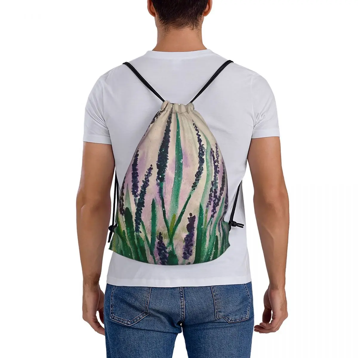 Fresh- Lavender Fields Backpacks Multi-function Drawstring Bags Sports Bag Book Bags for Man Woman Students