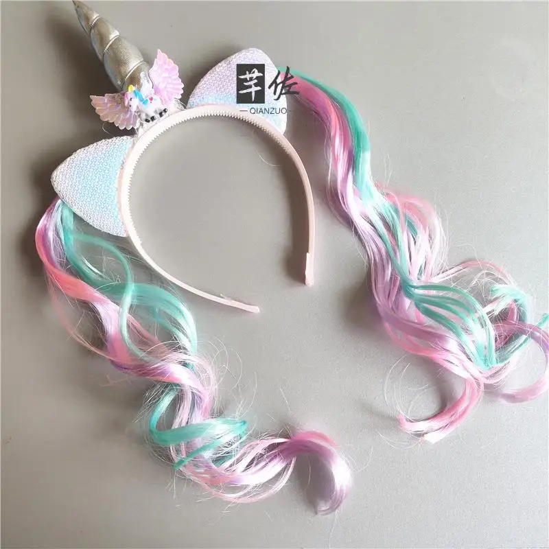 

Adorable orn Hairband Fake Hair Children's Hair Accories Cartoon Little Bonnet Hair Clip Faionable Jewelry