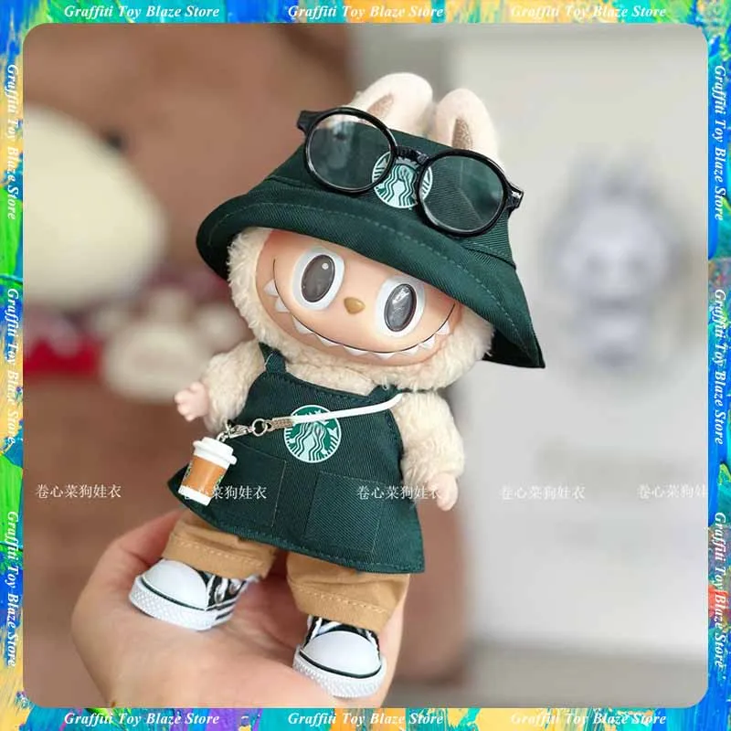 

For Labubu Doll Themed Coffee Workwear Set - 17cm V1/V2/V3 Series Fashion Accessories including Clothes Coffee Cup And Shoes
