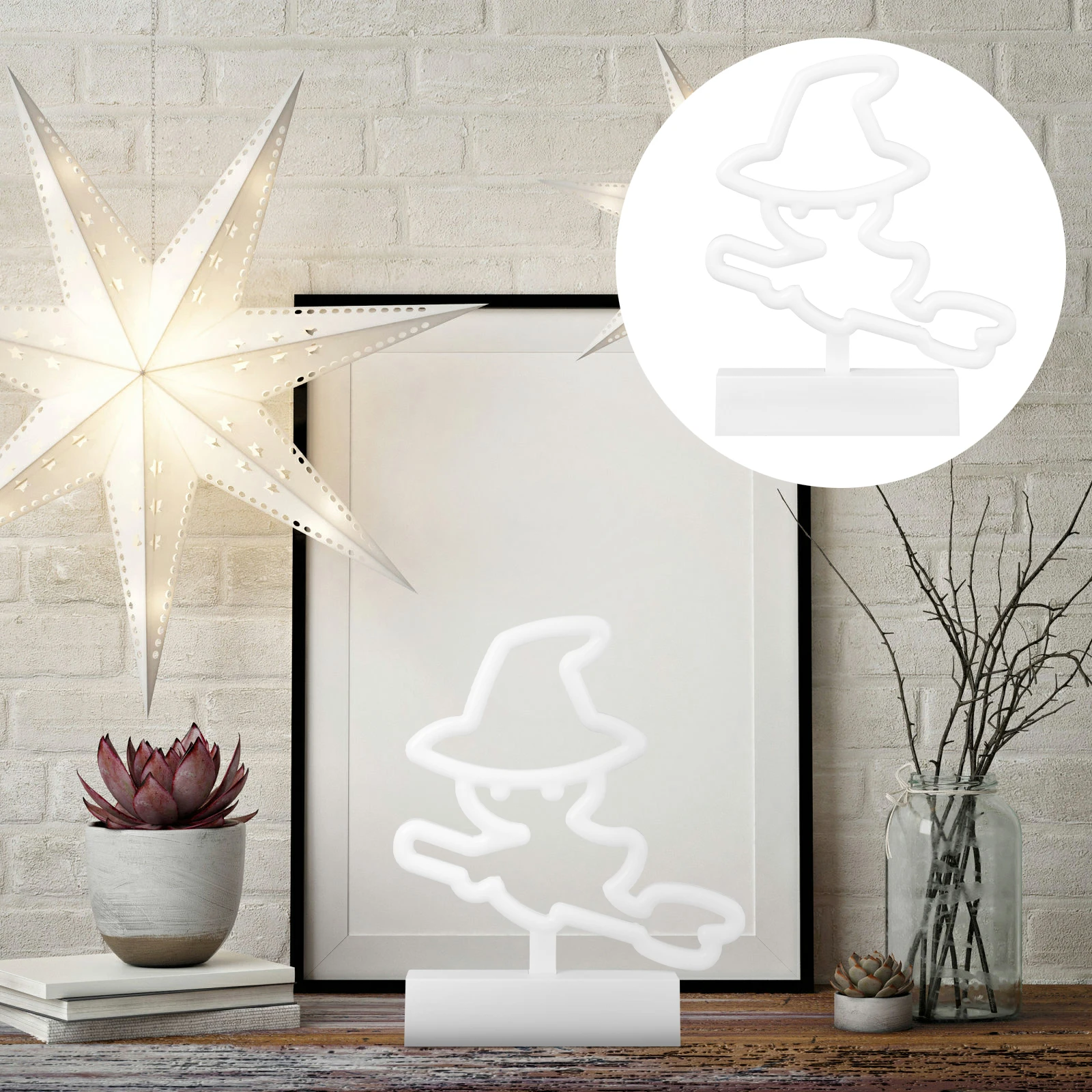 

1 pc Halloween Neon Light Decoration Creative Plastic Witch Led Lamp Durable Home Party Atmosphere Desktop Night Light Usb
