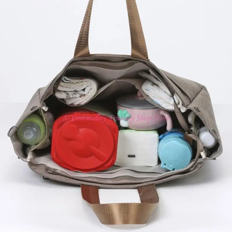 

85AE Mom Bag Multiple Compartment Crossbody Shoulder Bag with Diaper Changing Pad & Small Bag Pram Hanging Bag Handbag