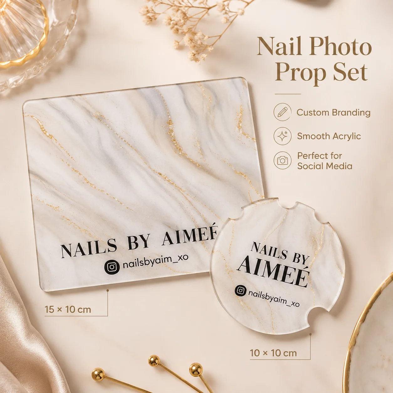 Personalized Acrylic Nailfie Shooting Disc Custom Logo Text Clear Manicure Display Board For Nail Artist Nail Content Making