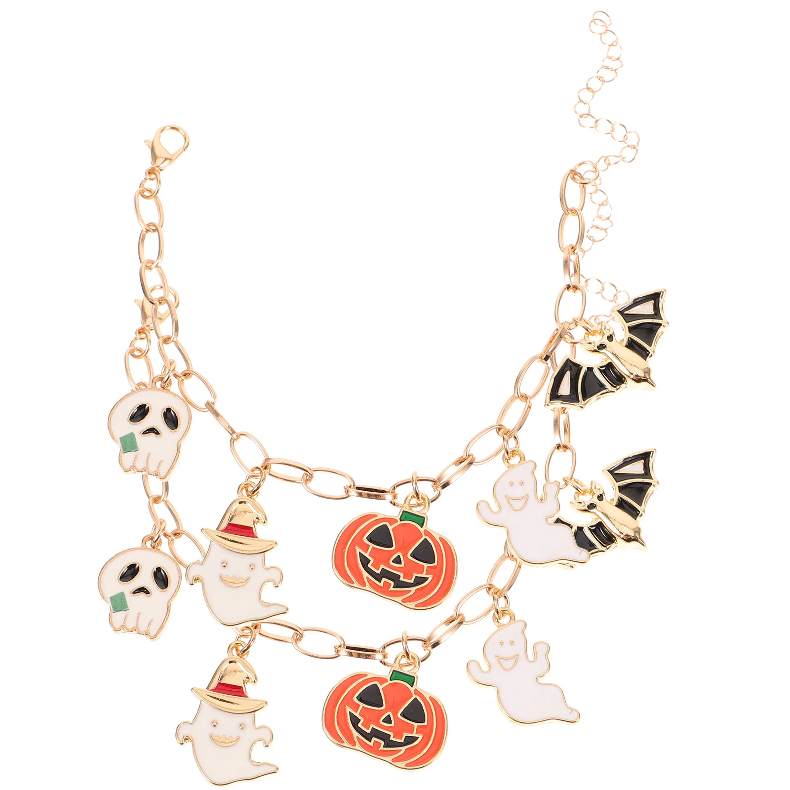 

2Pcs Halloween Themed Alloy Bracelet Pumpkin Lip Pattern Fine Workmanship Smooth Edges Eyecatching Polished Durable Women